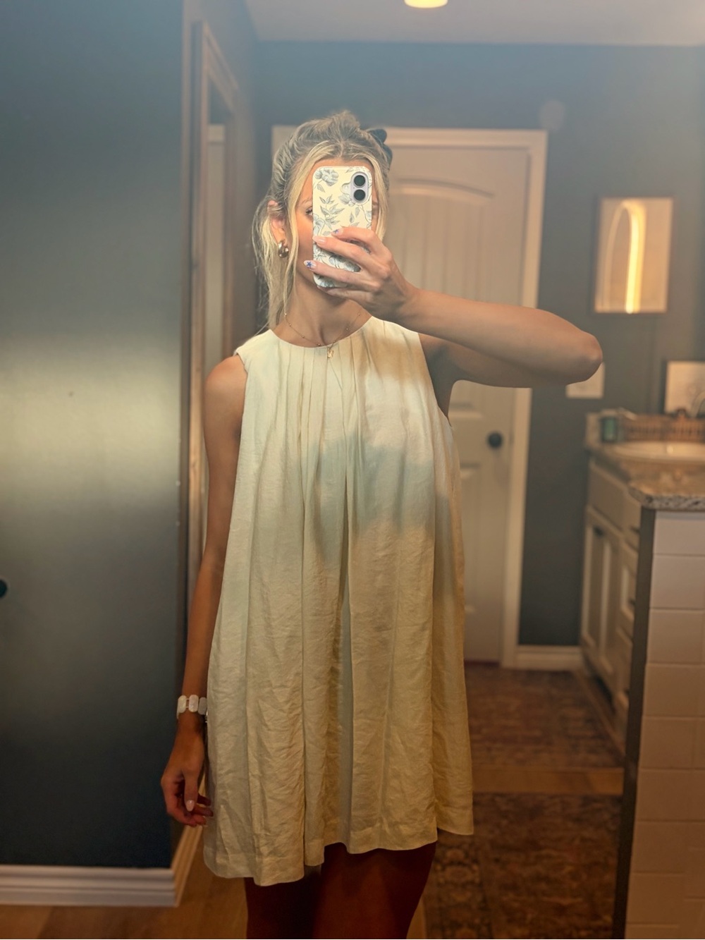 Sleeveless Cream Swing Dress - Classic Comfortable Style
